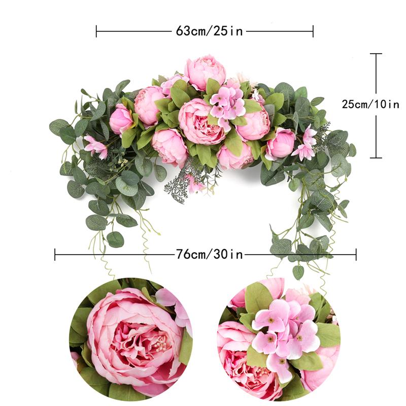 Artificial Flowers Peony Wreath Handmade Garland for Mirror Home Wedding Party Door Lintel Decoration KTY