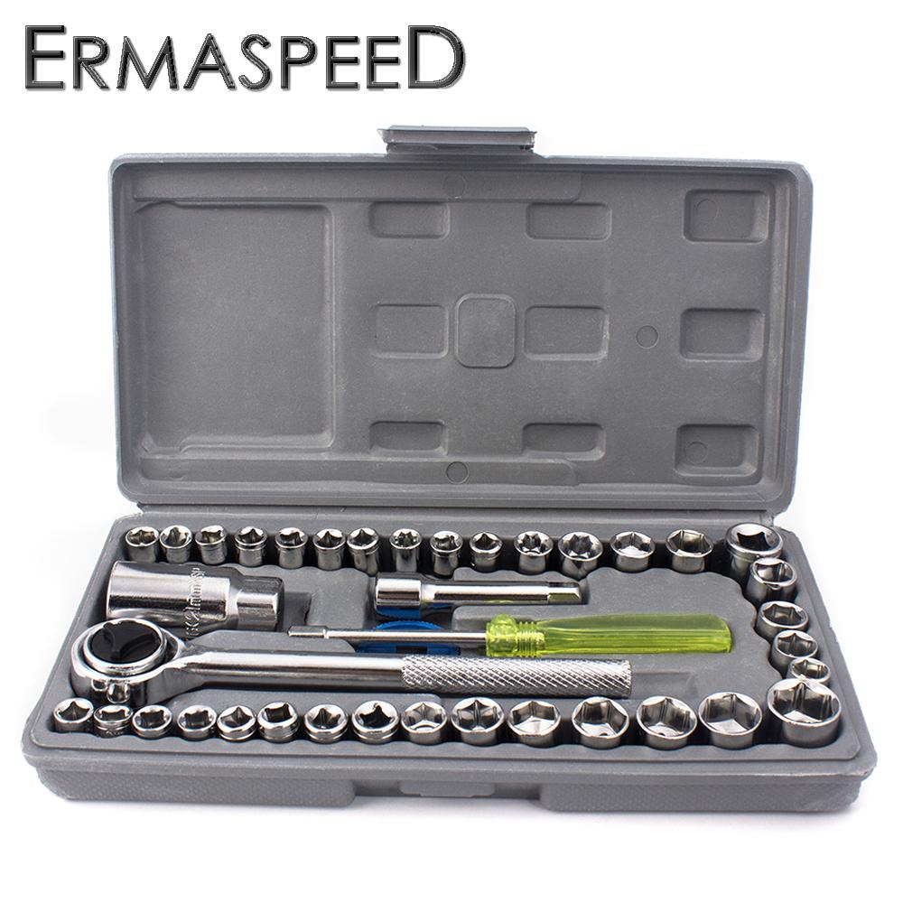 Набор головок 1/4 "3/8" DR CRV, храповой ключ, динамометрический ключ, универсальный ремонт для ремонта мотоциклов, велосипедов, автомобилей