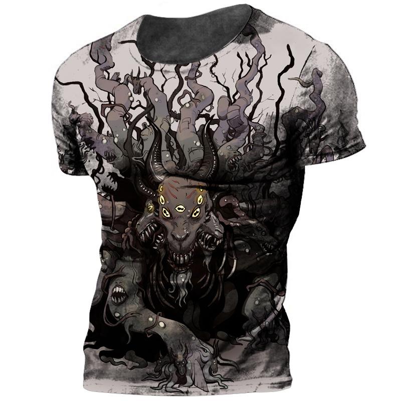 Шикарная мужская футболка Cthulhu Myth с 3D принтом Terror Monster, большой топ с круглым вырезом, летняя модная повседневная Повседневная дышащая ткань