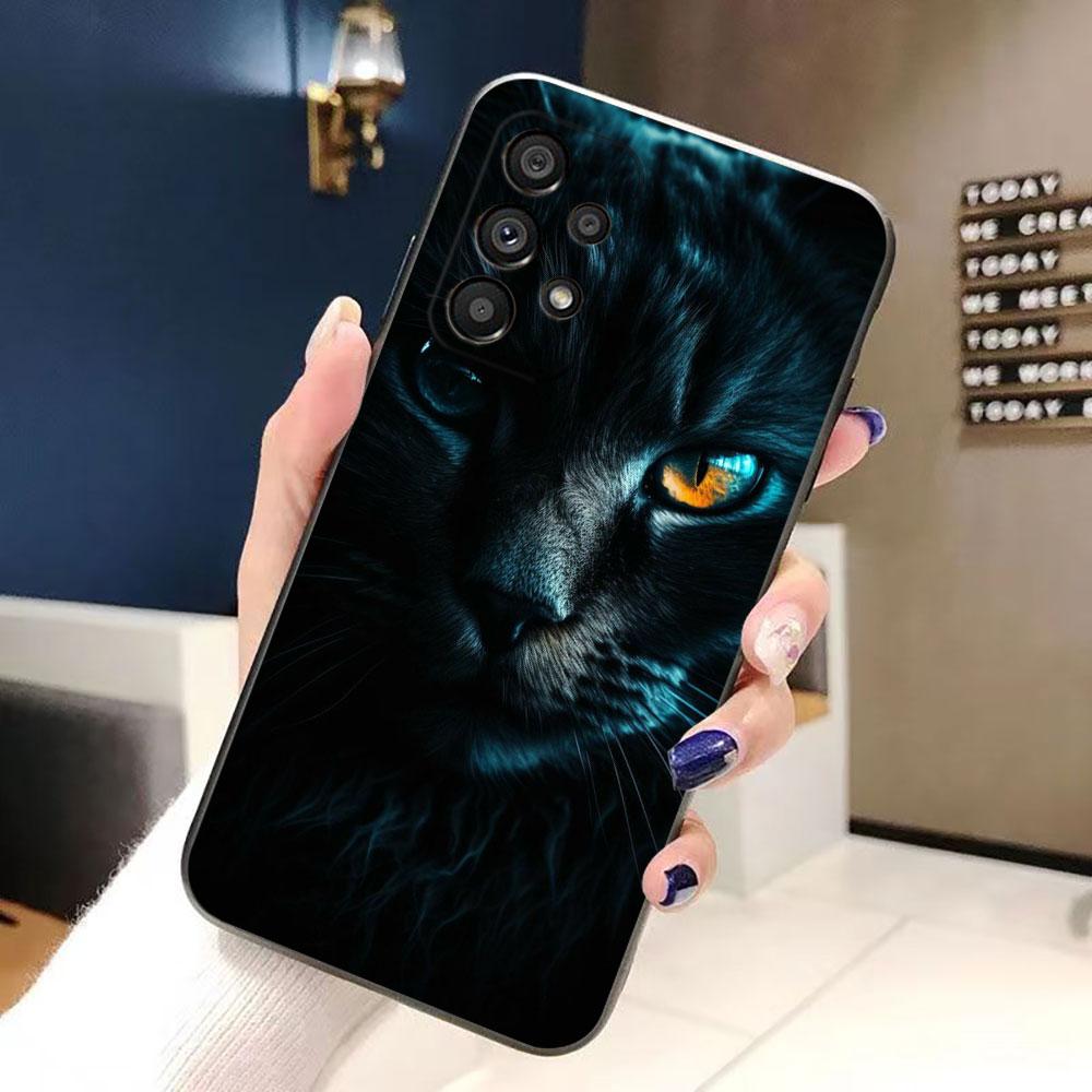 Черный кот Сверкающий глаз Чехол для телефона Для Samsung Galaxy A72 A71 A55 A54 A53 A52 A42 A35 A34 A33 A32 A23 A22 A21S A20S A14 Чехол Funda