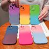 For Iphone 16 15 14 Pro Max 13 12 11 Samsung S24 S23 S21FE Gradient Double Color Case Wave Border Shockproof Phone Cover Skin Feel Shell