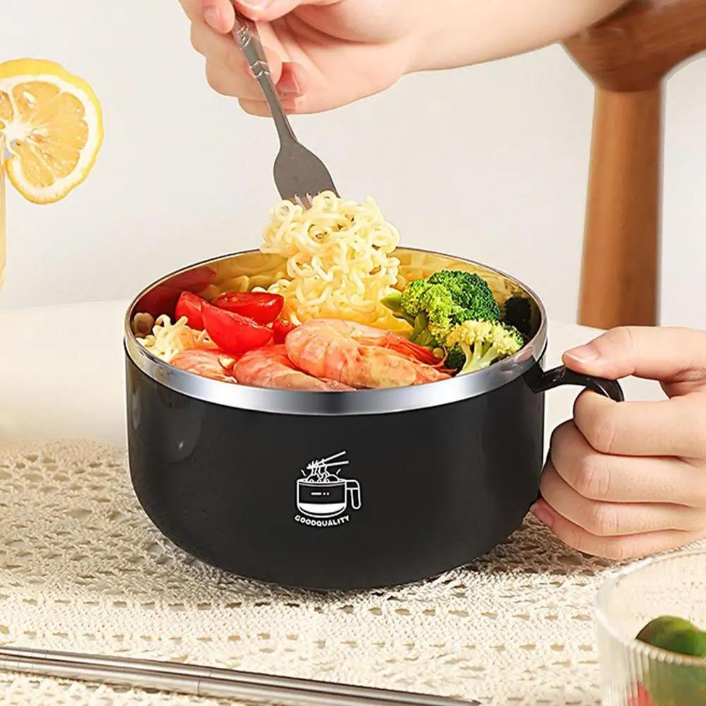 with Chopsticks and Fork Instant Noodle Bowl 1300ml Lunch Box Portable Ramen Bowl  Student