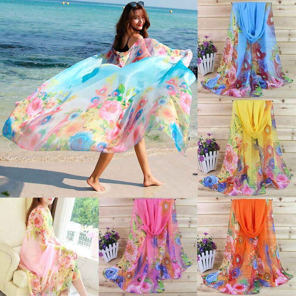 Shawl Clothing Accessories Silk Scarf Beach Shawl Summer Beach Sarong Scarf Ladies Chiffon Scarf