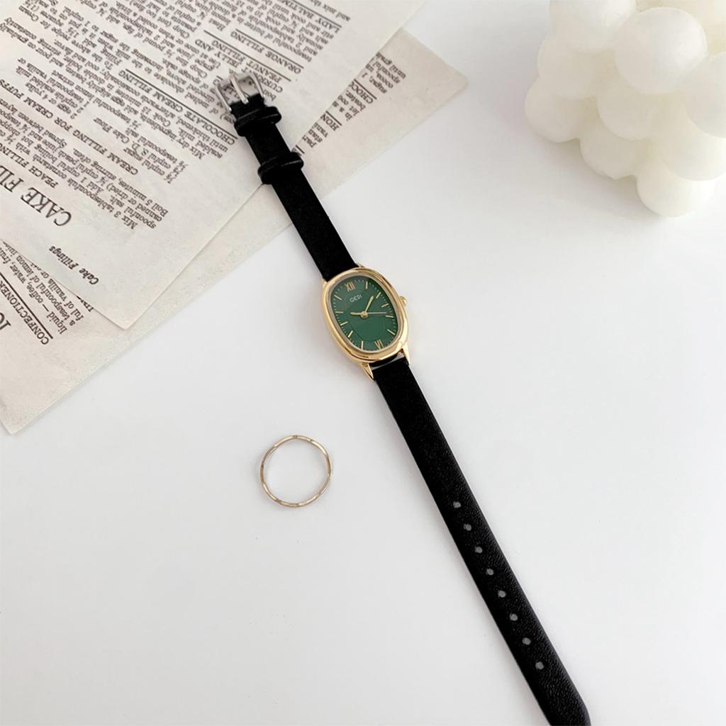 New Luxury Vintage Women's Watch Minimalist Oval Small Dial, Water-Resistant Genuine Leather Quartz Watches Gift for Women