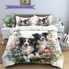 Border Collie Pattern Bedding Home Decoration Birthday Gift (1 * duvet cover + 2 * pillowcase, without core)