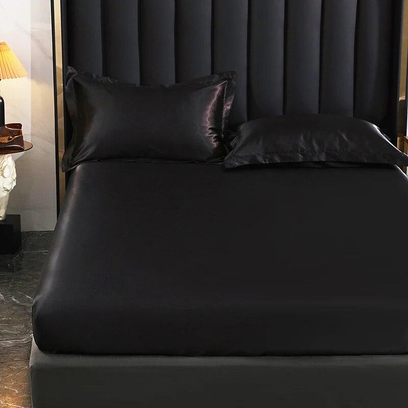 Простыня на наматраснике высокого класса, однотонная роскошная атласная простыня на резинке, простыня, двойная простыня королевского размера