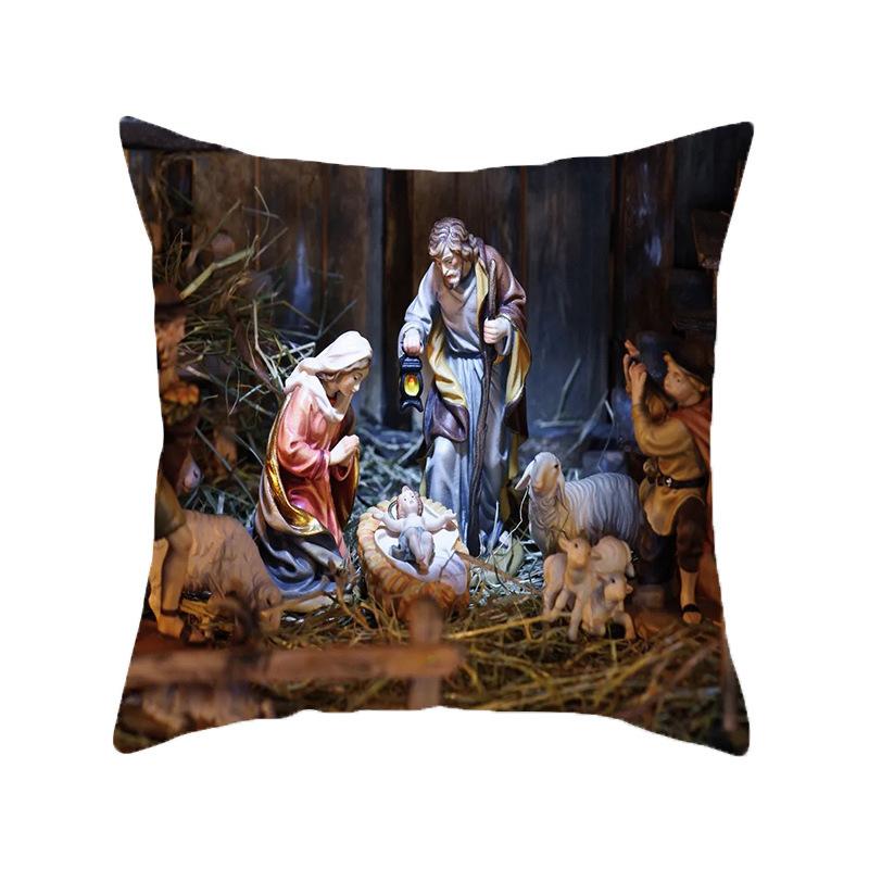 New Nativity Christmas Series Pillow Cover Festive Home Decoration Sofa Pillow Cushion Cover