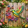 Bloom Hummingbird Metal Wall Art with Flower Garden Sign,Iron Sculpture Indoor Outdoor Wall Decor,  for Patio,Garden and Fence Art Decor