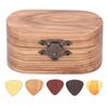 Guitar Pick and Box Set Zebra Wood Storage Case with 5PCS Picks for Acoustic Electric Guitar
