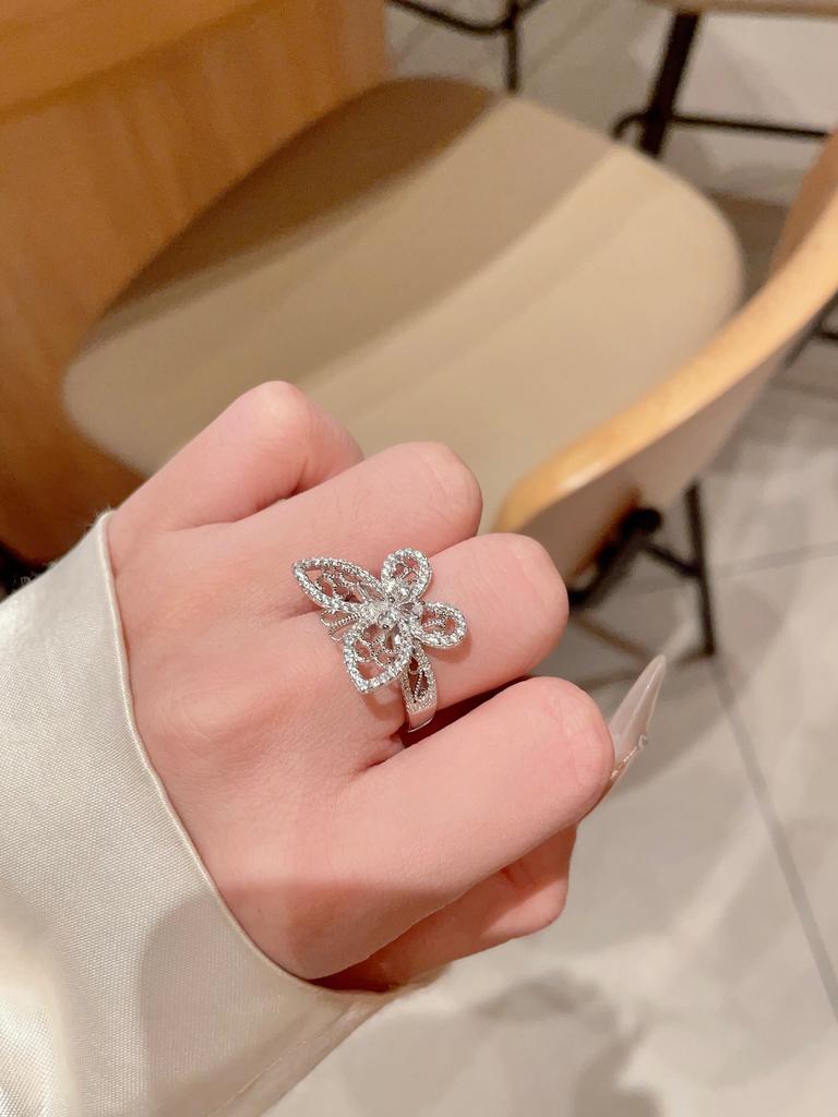 Butterfly Ring 925 Silver Wear-resistant High-end Jewelry Top-notch Electroplating Technolog No Chemical Hazard