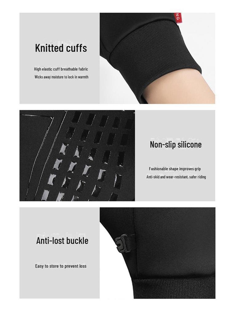 Мужские зимние ветрозащитные перчатки для сенсорного экрана для езды на велосипеде — нескользящие, утолщенные, с защитой от брызг, плюс бархат, тепло для занятий спортом на открытом воздухе