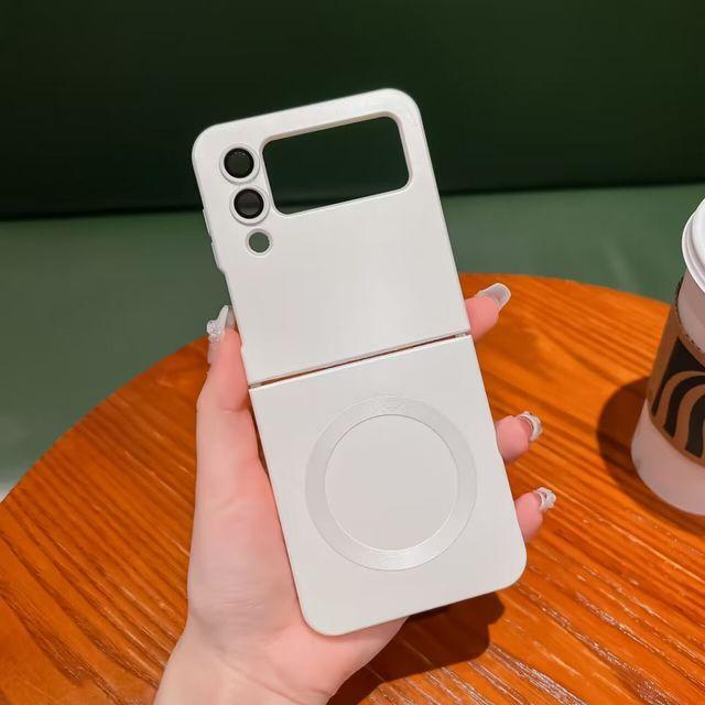 For Samsung Galaxy Z Flip 4 Zflip 3 For Magsafe Case Luxury Wireless Charging Soft Silicone Matte Folding Shockproof Cover Cases