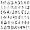 55 Sexy Anime Girl Stickers for DIY - Black and White Water Cup & Phone Decor