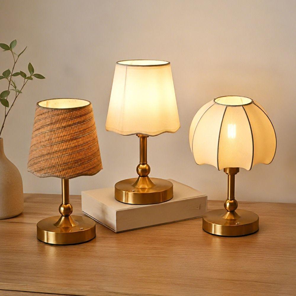 Touch Control LED Table Lamp Vintage Metal Reading Lamp Gold Bedside Lamp Living Room