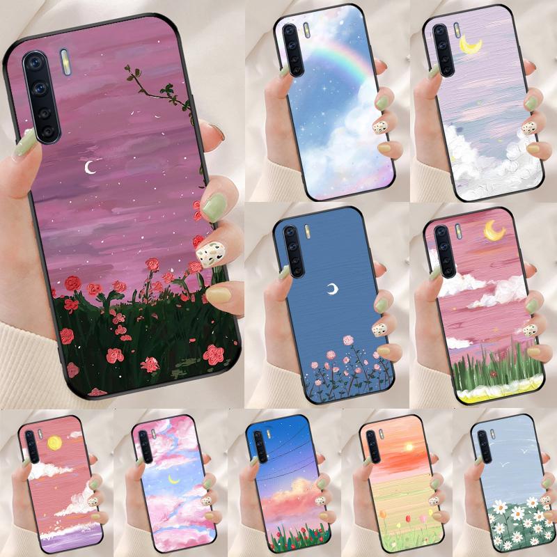 Korean Sunset Scenery Case For Oppo A94 A74 A54 A18 A38 A58 A78 A98 A40 A60 A80 A16 A76 A96 A15 A17 A77 A57S Cover
