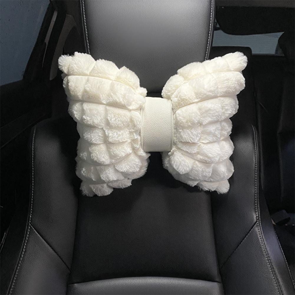 Car Headrest Winter Rabbit Fur Car Comfortable Warm Neck Pillow Cushion Creative Head Pillow Lumbar Support Girls Car Supplies
