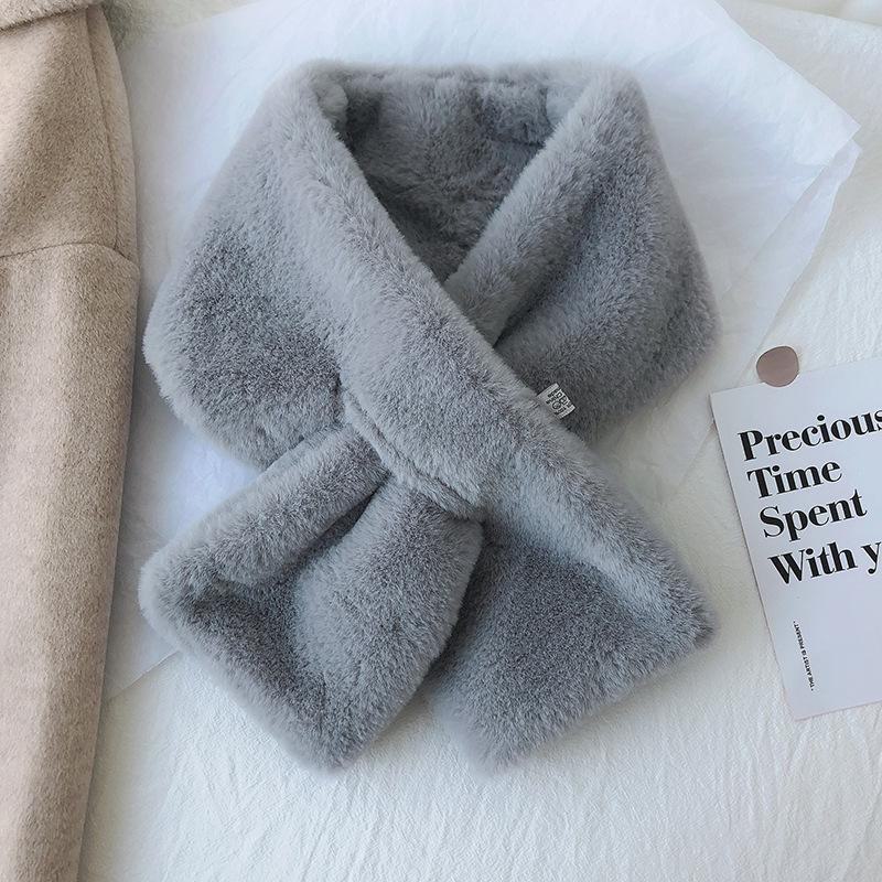 Плюшевый шарф в корейском стиле «Феникс» — милый, толстый, теплый, искусственный мех кролика, универсальная зимняя защита шеи