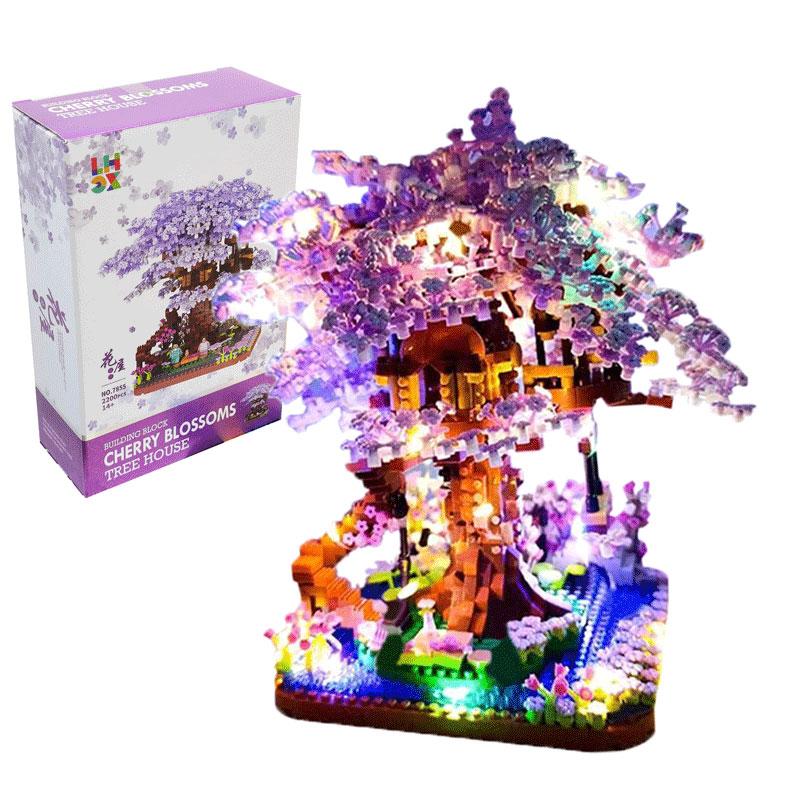 City Sakura Tree House Building Blocks Cherry Blossom Japanese Friends Street View Mini Bricks Toys For Girls Chsristmas Gifts