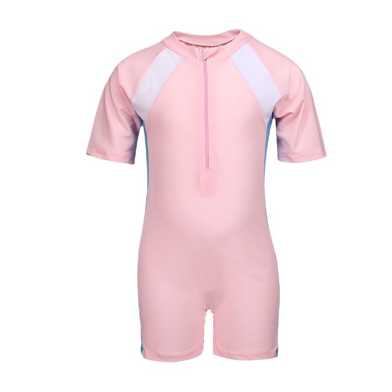 Детский консервативный слитный купальник с быстрой сушкой - С коротким рукавом, водонепроницаемый, для мальчиков и девочек - Размеры от малышового до юношеского