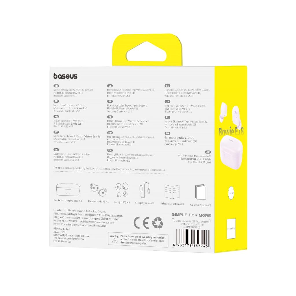 Baseus Беспроводные наушники Bowie E18 Tws Enc Ipx4 — фиолетовый