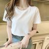 Women's White V-Neck Short-Sleeve Summer T-Shirt (2025), Loose Fit, Solid Color, Slim Bottoming Tee