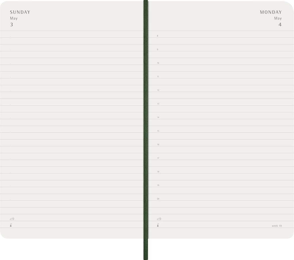 Moleskine 2026 Planner, 12-Month Daily Diary, January Start, Large Size (13cm x 21cm), Soft Cover, Myrtle Green, DSK1512DC3Y26