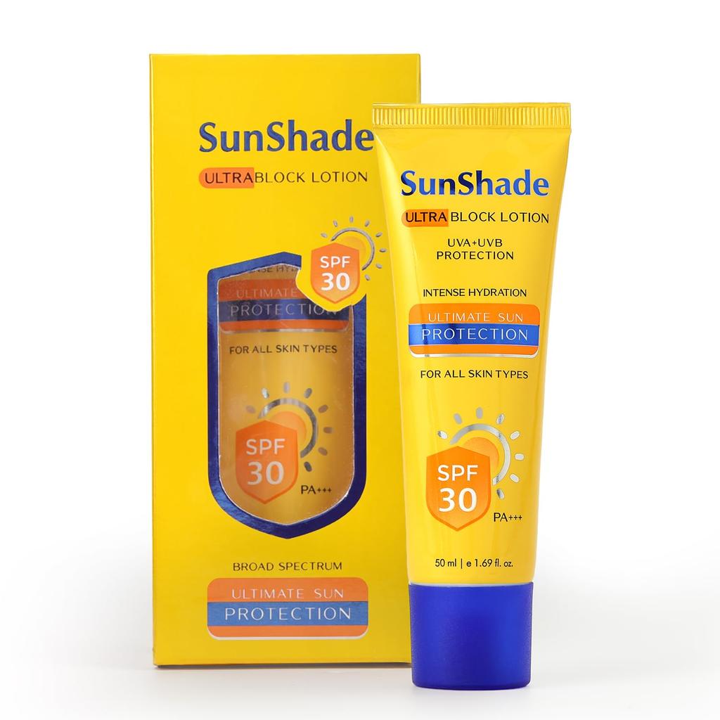 Солнцезащитный лосьон Sunshade Natural SPF 30-50 мл | PA+++ | Нежирный, Легкий и Нелипкий | Подходит для всех типов кожи | Солнцезащитный крем SPF 30 | Blue Li