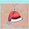 Christmas Hat Pendant With Alloy Craft And Rhinestone Accents For Holiday Fashion And Celebrations