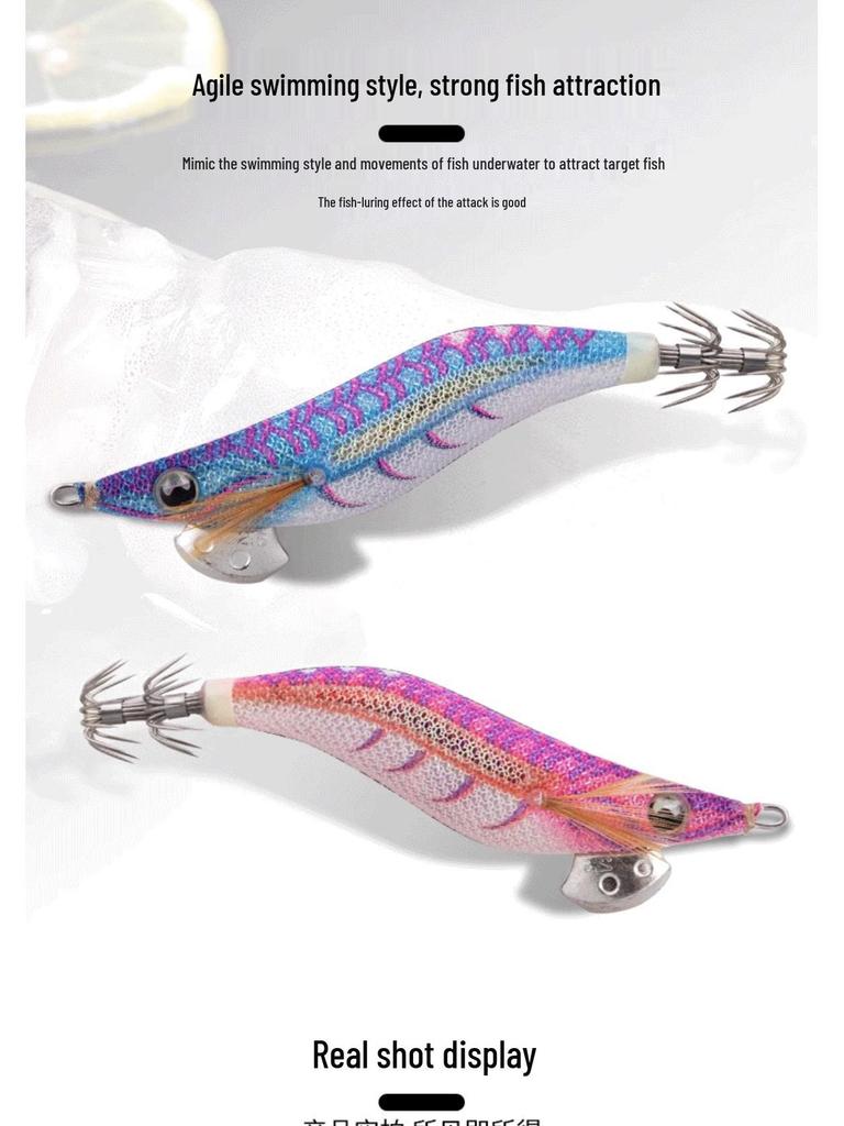 YAMASHITA Luminous Shrimp & Squid Hooks Set - Size 3.5, UV Blowpipe Lures for High Catch