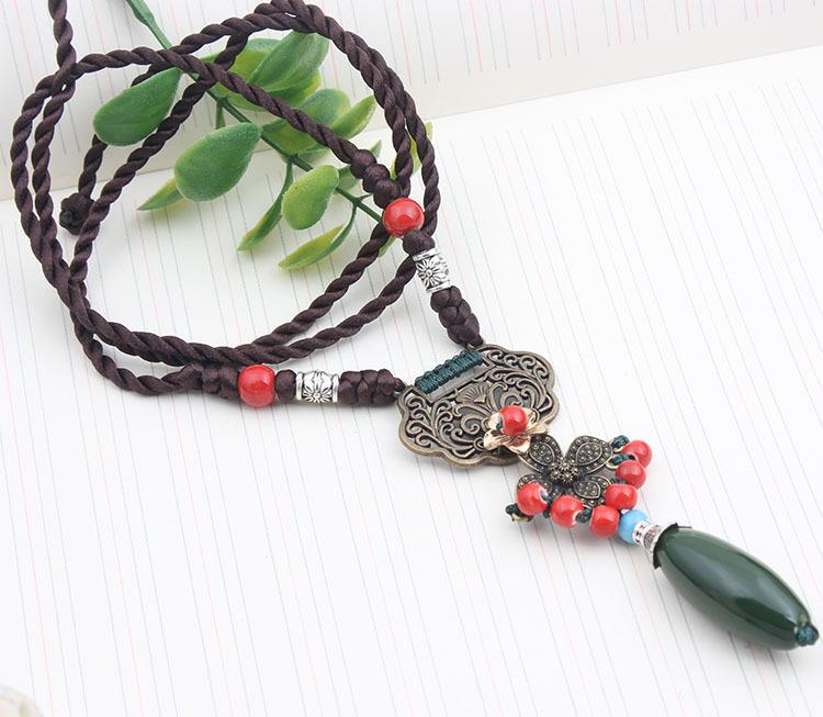 Оригинальный этнический стиль, универсальные аксессуары для одежды, подвеска с цветком, темперамент, длинное ожерелье, подвеска в стиле ретро, ​​цепочка для свитера, осень и зима