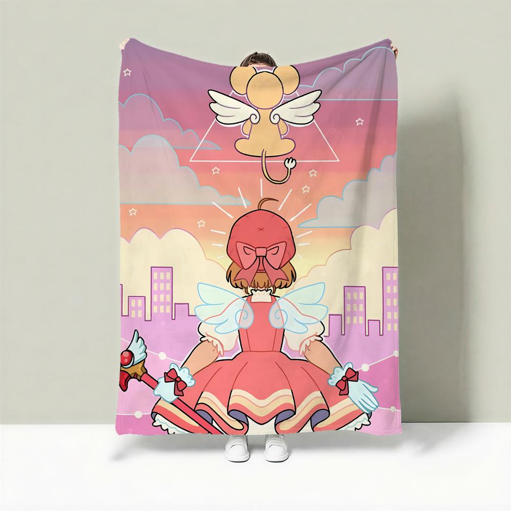 Anime C-Cardcaptor Sakura Throw Lightweight 240g Flannel Blanket Soft Skin-friendly for Summer Cooling