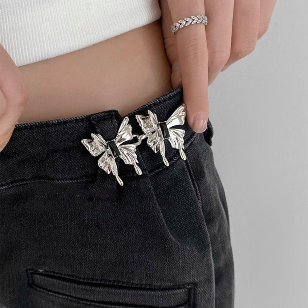 Waistband Jean Buttons for Loose Jeans Y2K Butterfly Pants Button Tightener Women