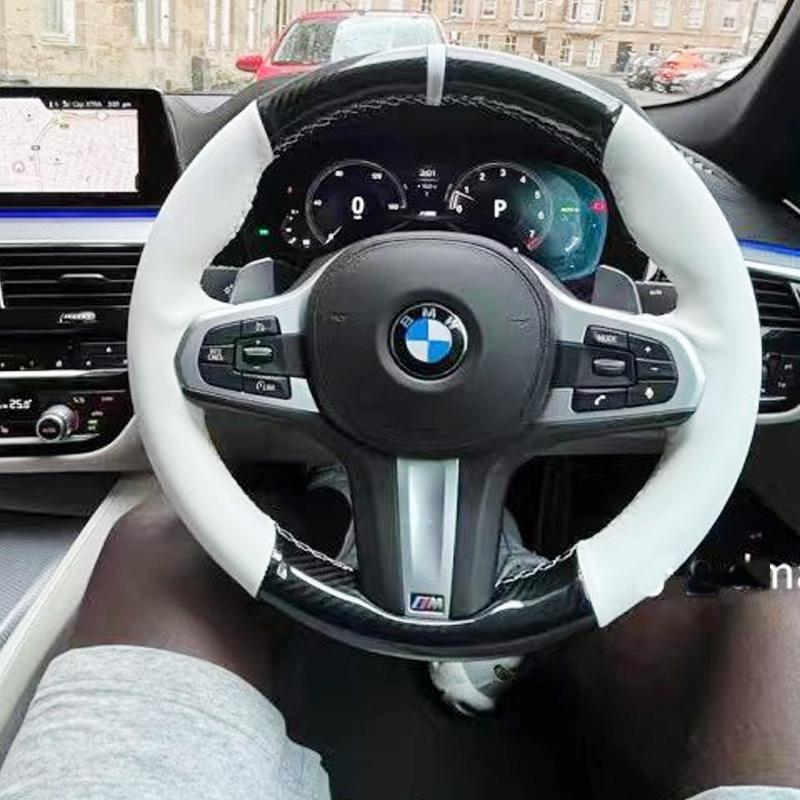 For BMW M Sport G30 G31 G32 G20 G21 G14 G16 X3 G05 X4 G02 X5 DIY Genuine Leather Car Interior Non-slip Car Steering Wheel Cover