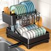 Hoisimdy Dish Kitchen No Dish Drying Large 2 Black Drainer, Drainer, Basket, Installation, Rack, Capacity, Tiers,