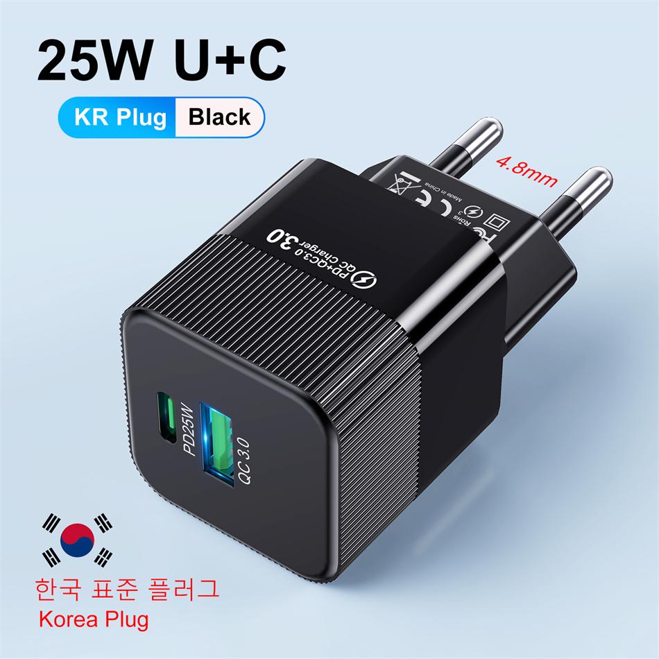 Вилка PD 25 Вт Зарядное устройство USB C Планшет Ноутбук Быстрая зарядка Поддержка Type C Адаптер быстрой зарядки Для iPhone Samsung