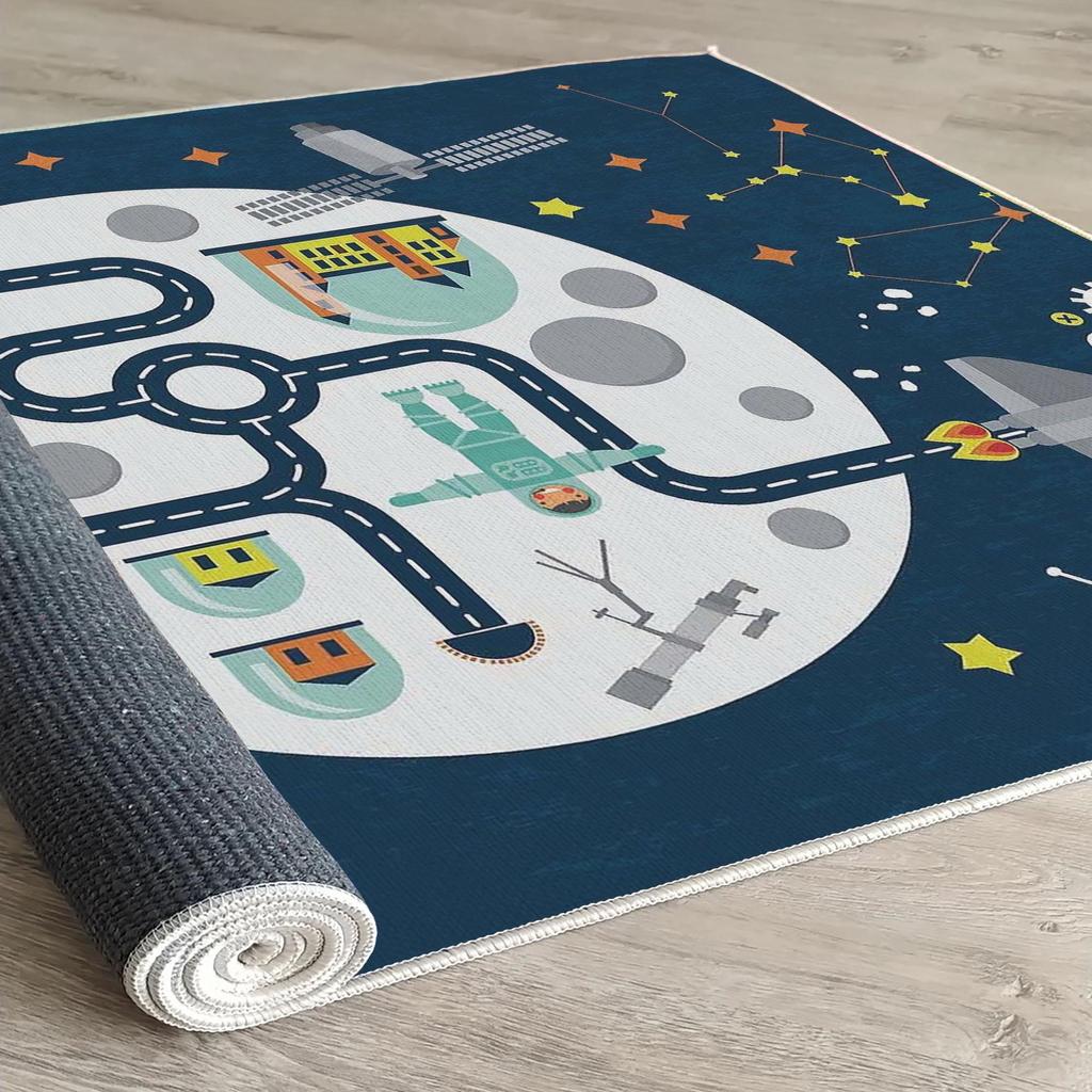 Decorative Modern Thin Stain Resistant Washable Cotton Machine Woven Base Kids Carpet