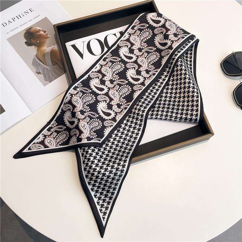 Luxury Brand Horse Printed Scarf Elegant Slender Thin Silky Scarf Women's Casual Decorative Neck Scarf