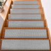 Imitation Linen Stair Treads Non-Slip Washable Floor Mat Noiseproof Water Absorption Home Steps Protective Mat Household Use