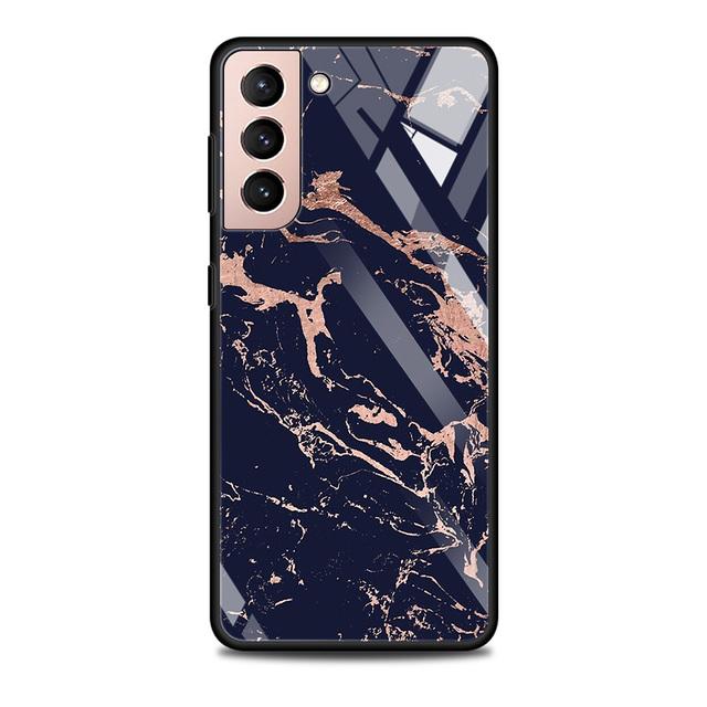Чехол из закаленного стекла для Samsung Galaxy S21 S20 Ultra S10 Plus Lite S20fe 5g S10e S9 S8, бампер, чехол, шикарный мрамор, золотая фольга