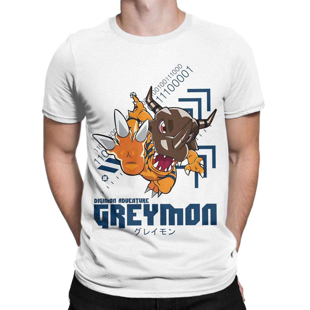 digimon adventure greymon T-Shirt Men Women Hipster 100% Cotton Tee Shirt Round Neck Short Sleeve T Shirts Printed Clothes