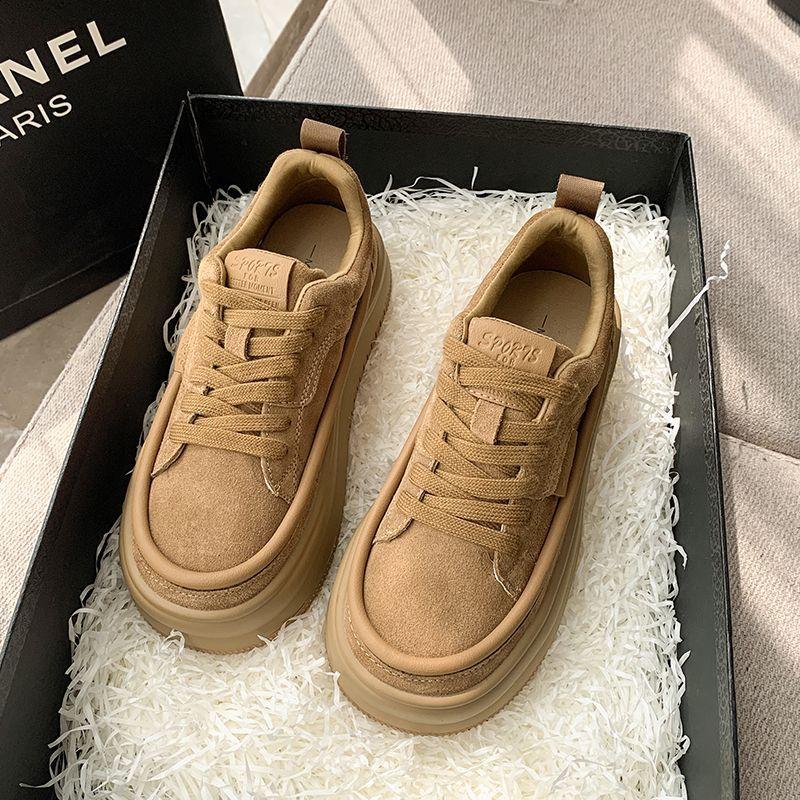 Туфли на платформе белые женские ретро осенние новые повседневные туфли Ins All-Matching Muffin Sneakers