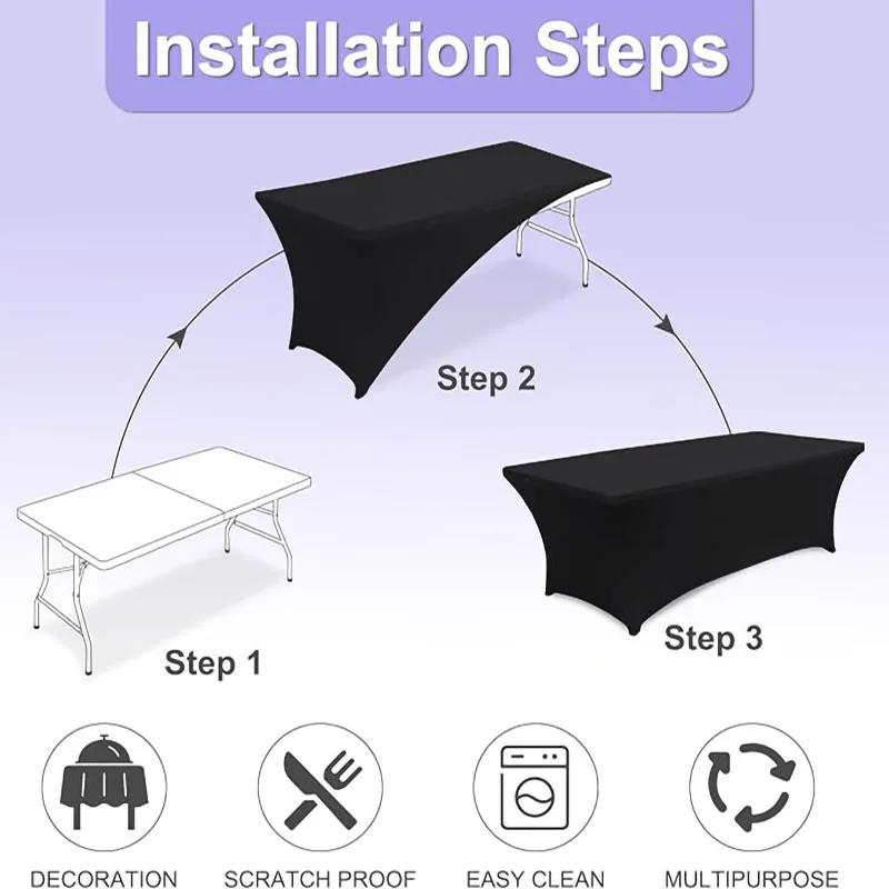 4/5/6/8FT Stretch Spandex Table Cover, Elastic Stretchable Patio Tablecloth Protector for Party Banquet Wedding Christmas Events