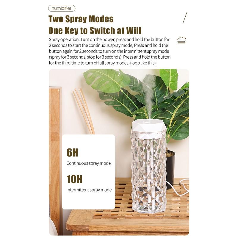Настольный хрустальный увлажнитель на 1000 мл со светодиодной подсветкой. Зарядка через USB. Бесшумный генератор тумана. Автомобильные диффузоры большой емкости. Освежитель воздуха. Распылитель с ночниками.