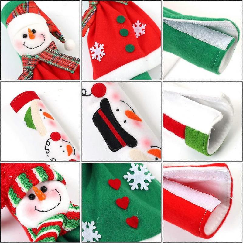 3 Pack Adorable Snowman Refrigerator Handle Covers Set Kitchen Appliance Handle Covers and Christmas Flash Sticker for Christmas Decorations