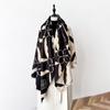 Geometric Minimalist Wind Contrasting Colors Double-sided Imitation Cashmere Scarf Winter High-end Warm Shawl