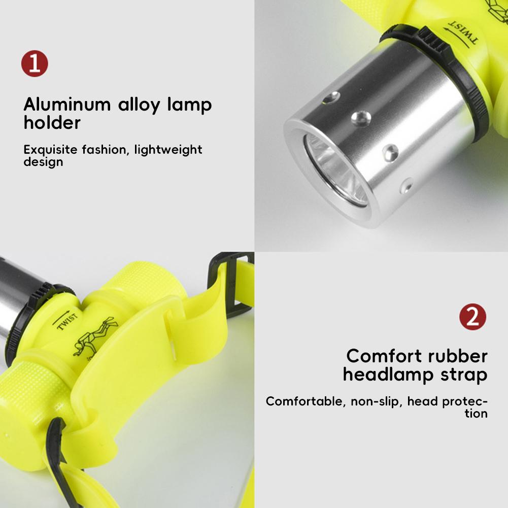 Водонепроницаемый налобный фонарь для дайвинга с мощным магнитным переключателем, супер яркий фонарь T6 с креплением на голову и длительным сроком службы