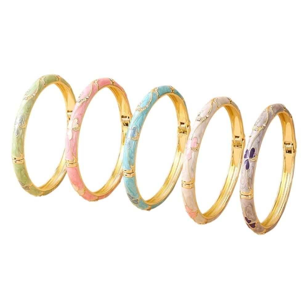 Enamel Floral Vintage Cloisonne Bangle Traditional Women's Hand Bracelet  Girls