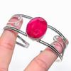 Ruby(Simulated) Gemstone 925 Sterling Silver Cuff Bangle Adjustable