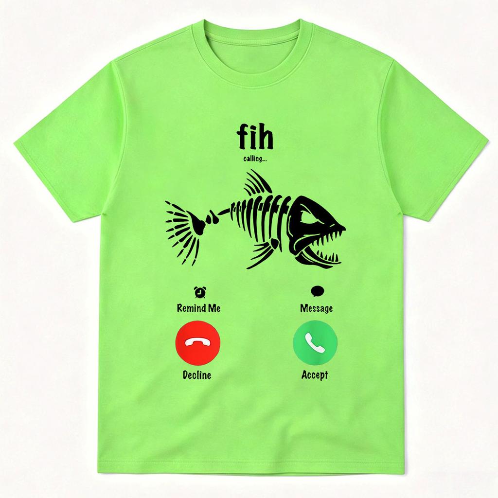 Fih Calling Graphic Tshirt Funny Phone Call Fishing Tshirts Unisex Unisex Fashion 100 Cotton Short Sleeve Oversized T Shirt Tops