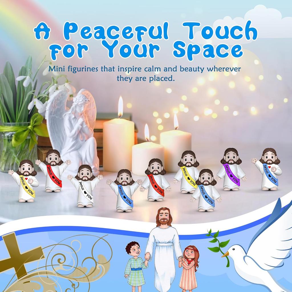 30-200Pcs Little Jesus Figures Jesus Loves You Figures Baby Jesus Figure Mini Jesus Bulk for Religious Gifts Easter Egg Fillers